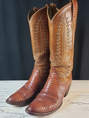 Dan Post Teju Lizard Cowboy Boots in Cognac - Women's size 7C